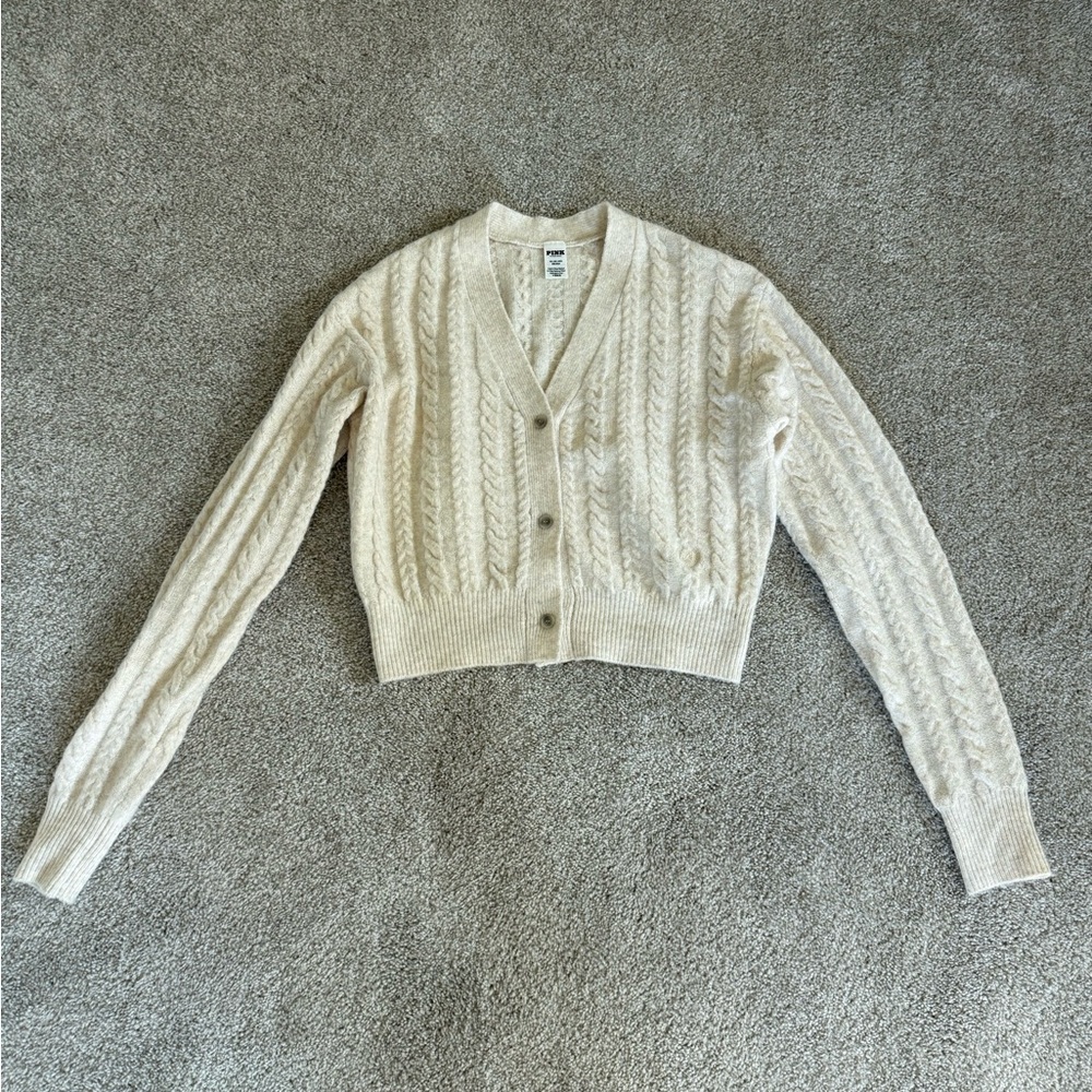 Victoria's Secret pink cable knit cardigan